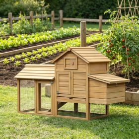 59" Backyard Wooden Chicken Cage – Outdoor Poultry Habitat with 2 Doors, Nesting Box & Detachable Tray (Option: 21364321)