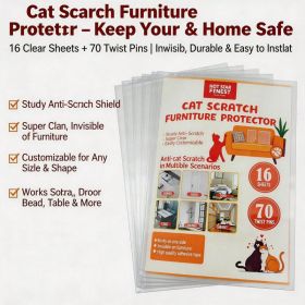 Cat Scratch Furniture Protector Set 16 Clear Sheets 70 Twist Pins, Invisible Anti Scratch Guards For Sofa, Door, Bed, Table, Cabinet (Option: AS PET CATSTICKER L)