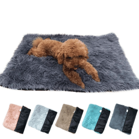 Soft Plush Padded Pet Sleeping Mat Soft Pet Mattress Puppy Dog Cat Sofa Cushion Warm and Breathable Large Dog Pet Bed Dog Mat (Color: Light grey, size: S(35X50CM))