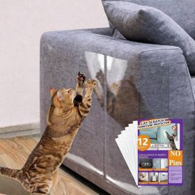 Anti Cat Scratch Protector 12 Pack, Single Side Couch Protector, Self Adhesive Cat Tape, Clear Scratch Deterrent For Furniture & Doors, 12P, No P (Option: AS PET CATSTICKER)